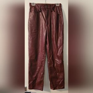 Madewell Vintage Straight Jean: Faux Leather - Dark Cabernet - Size 27